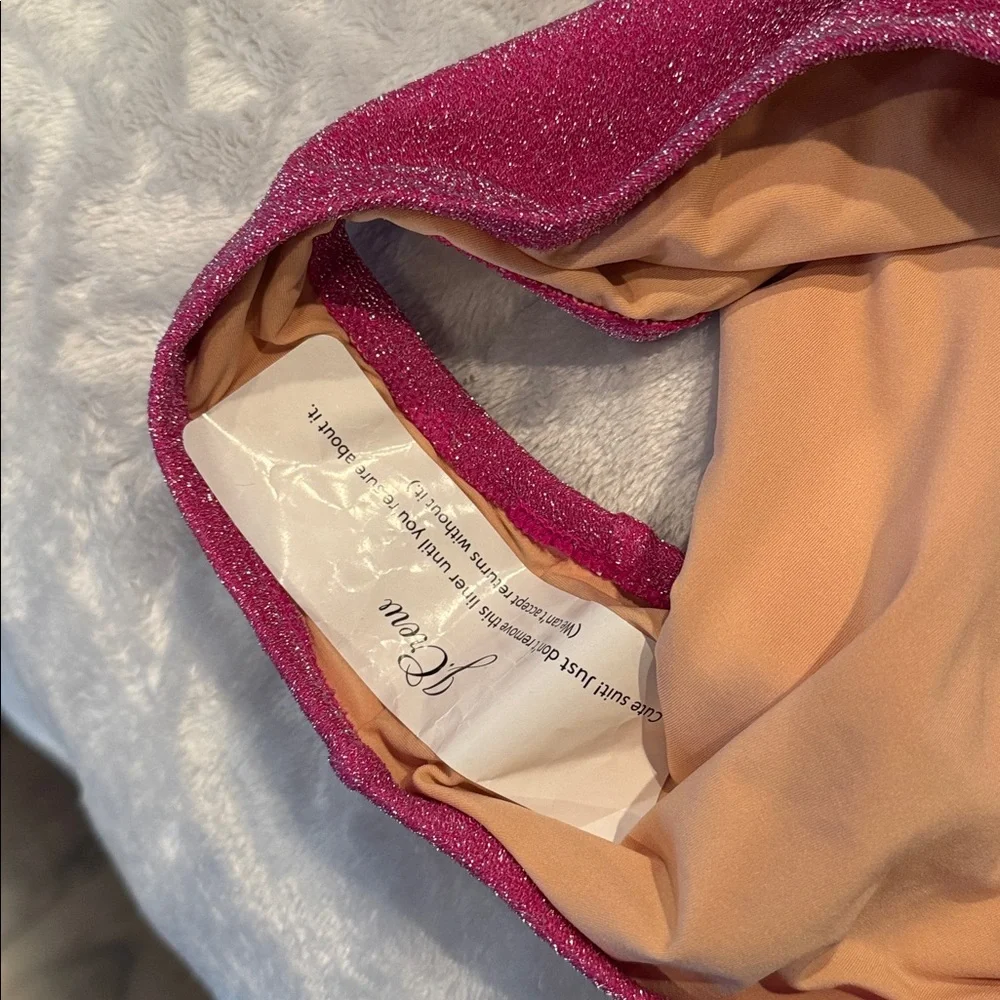 J Crew Sparkling Pink One-Piece Swimsuit, Size M - Picture 3 of 5